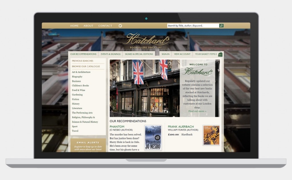 Hatchards Bookshop website screenshot