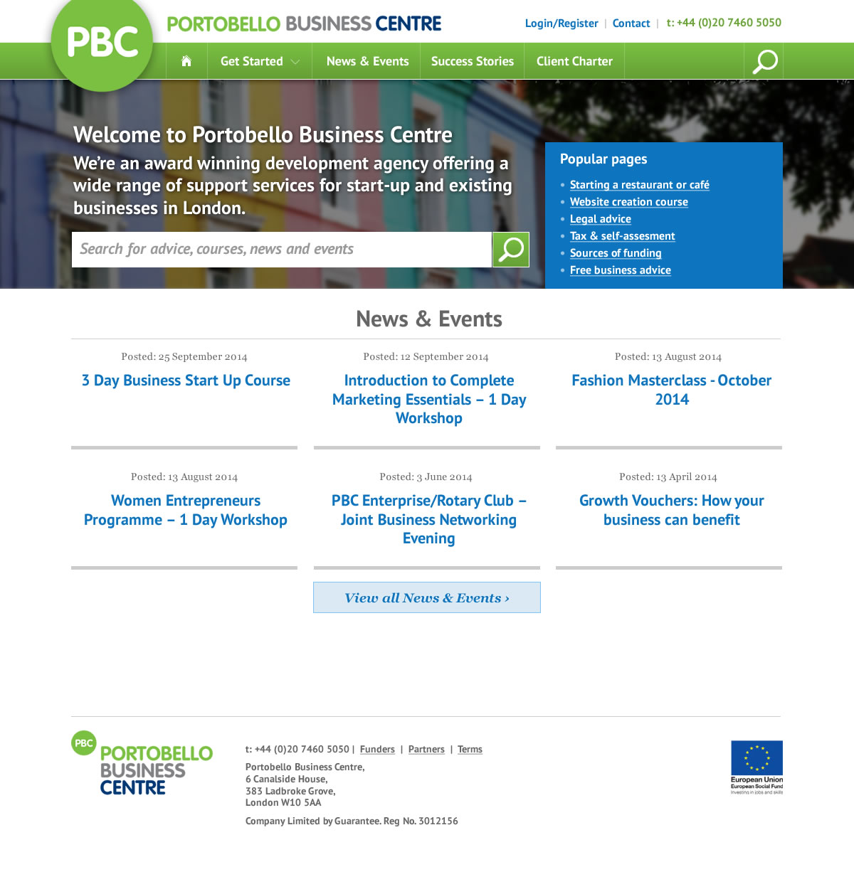 Website design for the Portobello Business Centre