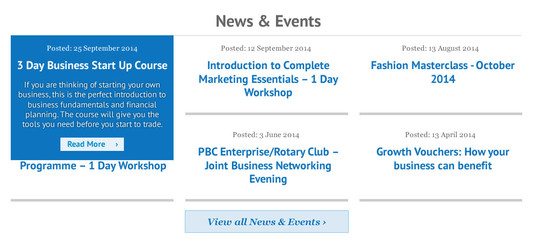 PBC home page news items