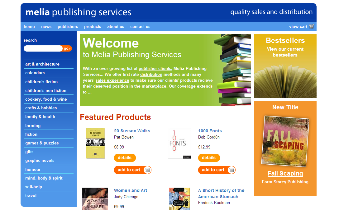 Melia Publishing Services website design