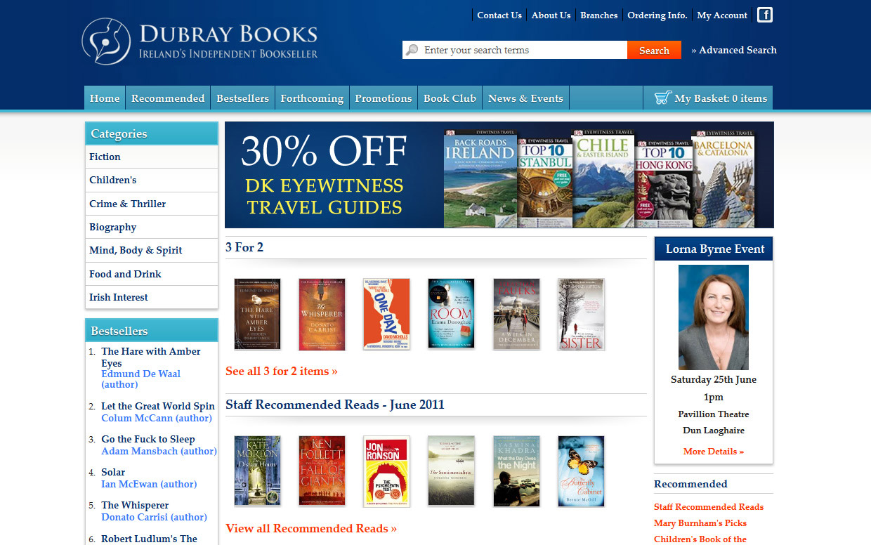 Dubray Books website home page