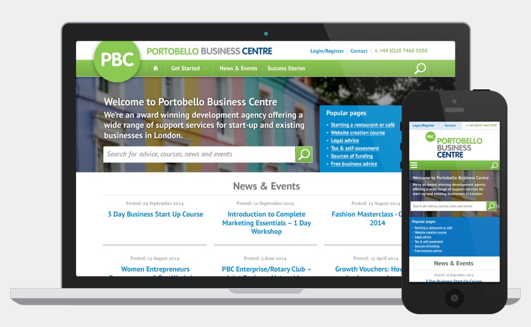 Portobello Business Centre website design
